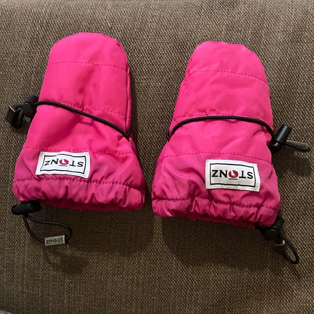 Pink Stonz baby mittens size 0-12 months.